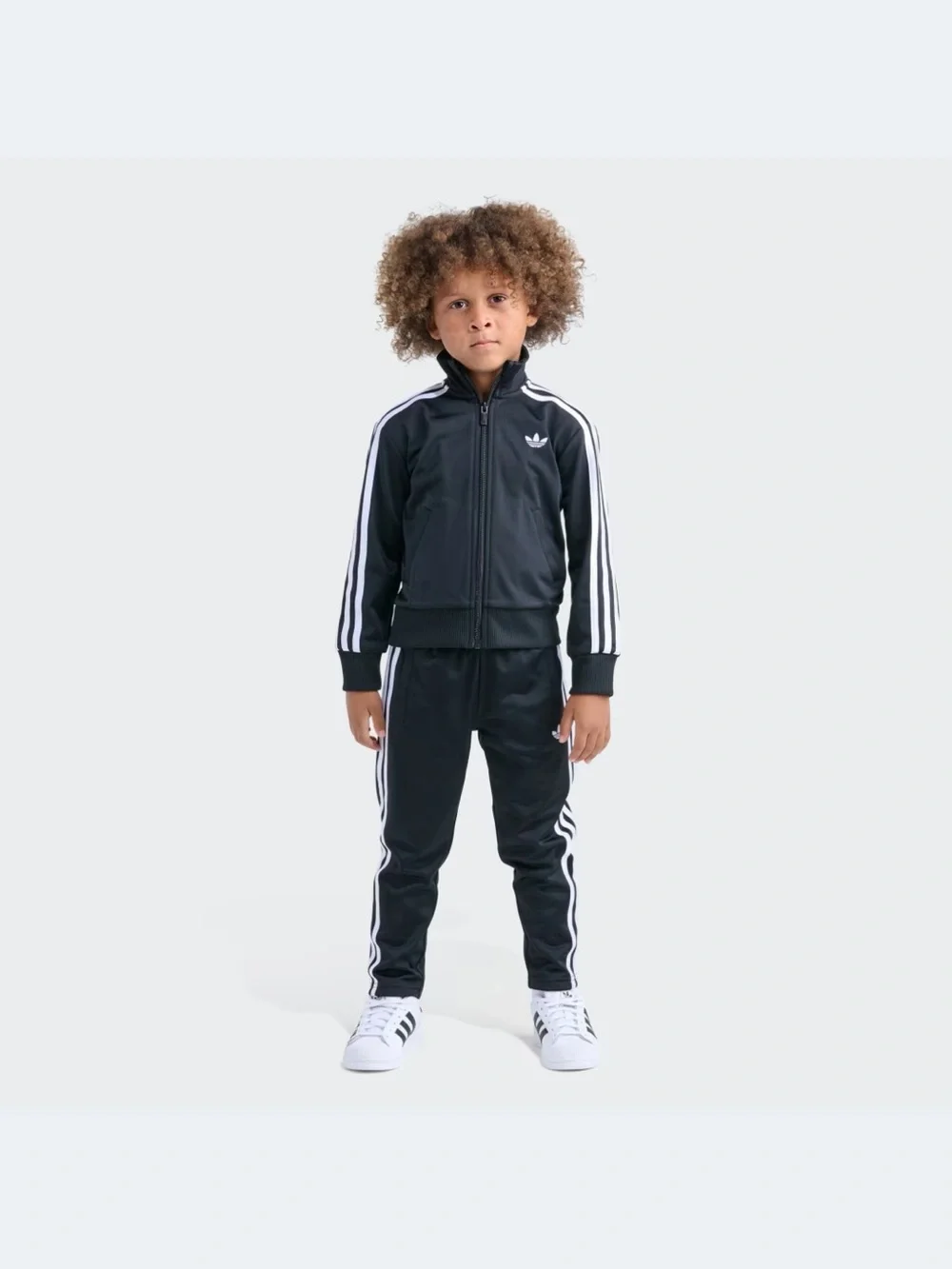 adidas Black and White Three-Stripe Tracksuit Set